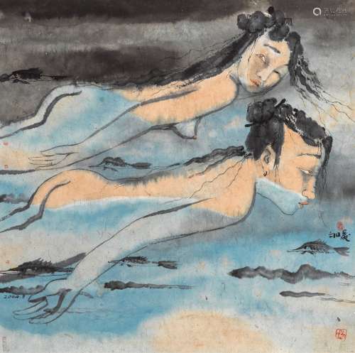 刘庆和（b.1961） 美人鱼 镜心 设色纸本