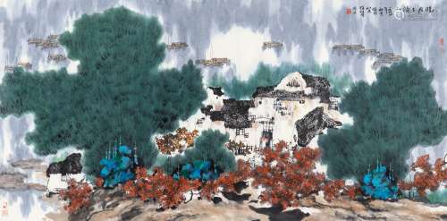 杨延文（1939～2019） 1994年作 晓月下漓江 镜心 设色纸本