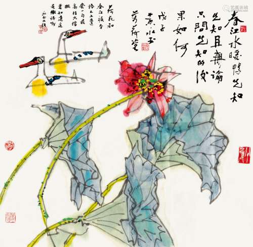 黄永玉（b.1924） 2008年作 春江水暖鸭先知 镜心 设色纸本