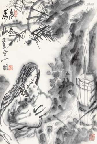 吴山明（b.1941） 2003年作 高原晨曲 立轴 水墨纸本