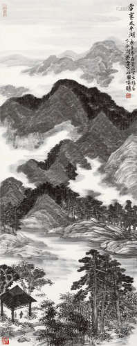 温骧（b.1953） 2020年作 雪霁太平湖 镜心 设色纸本