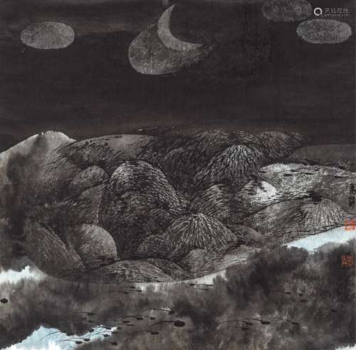 卢禹舜（b.1962） 月夜 镜心 设色纸本