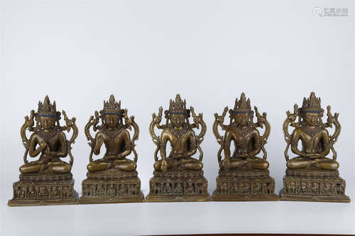 A Set of Alloy Copper Sakyamuni Statues.