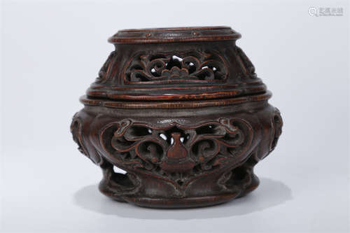 A Bamboo Openwork Incense Burner.