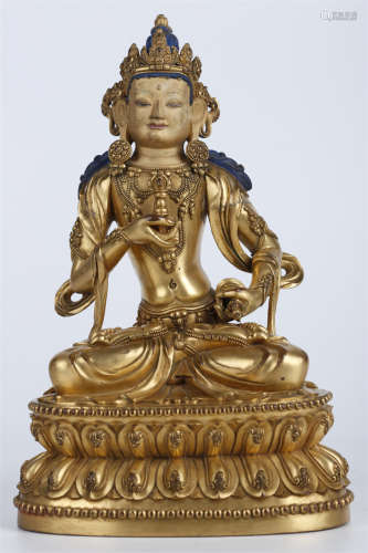 A Gilt Copper Vajrasattva Buddha Statue.