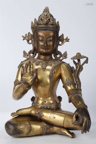 A Gilt Copper Maitreya Bodhisattva Statue.