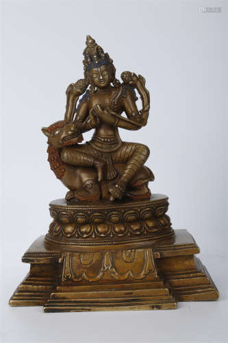 An Alloy Copper Manjusri Bodhisattva Statue.