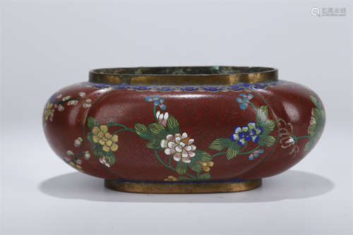 A Cloisonne Enameled Copper Brush Washer.