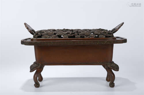 A Copper Four-Leg Incense Burner.