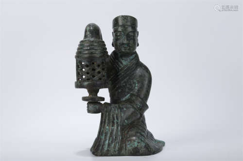 A Bronze Tomb-Figure with Lamp.