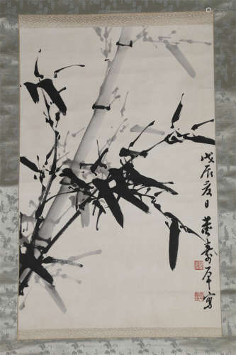 A Bamboo Painting on Paper by Dong Suping.