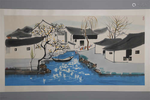 A Waterside Town Painting by Wu Guanzhong.