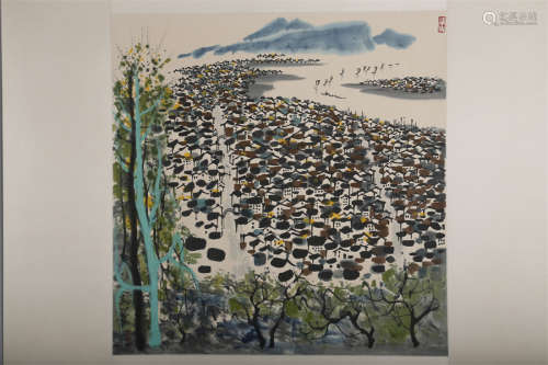 A Waterside Town Painting by Wu Guanzhong.