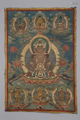 A Dharma-cakra Buddha Thangka.