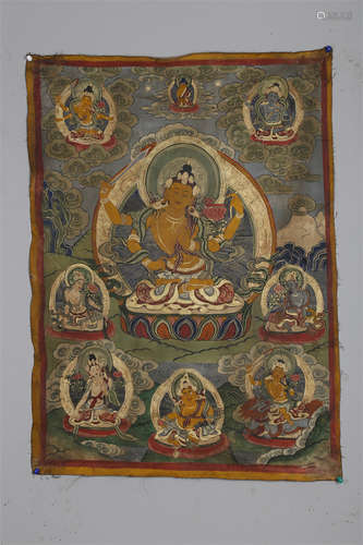 A Four-Arm Manjusri Bodhisattva Thangka.