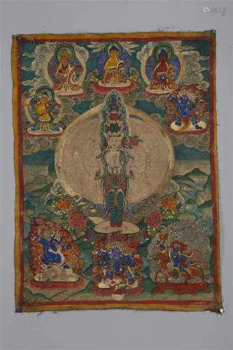 An Eleven-Face Avalokitesvara Thangka.