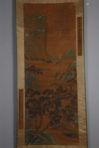 A Landscape Painting on Silk by Zhao Boju.