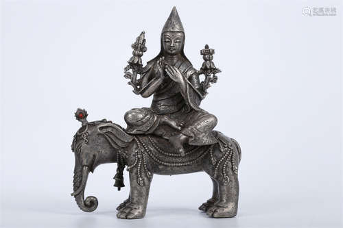 A Silver Tsongkhapa Buddha Statue.