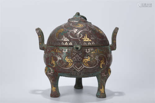 A Bronze Lidded Censer.