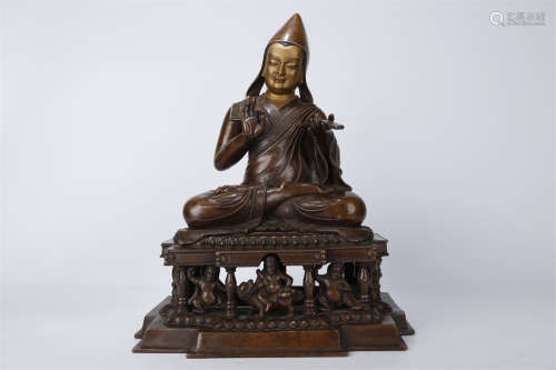 A Copper Tsongkhapa Buddha Statue.