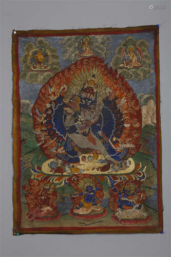 A Yamantaka Buddha Thangka.