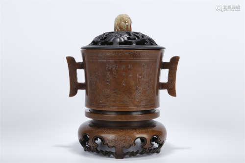 A Copper Incense Burner with Antique Design.
