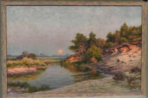 Schlüter, Carl (1886-1973) Zonsondergang in het Gooi