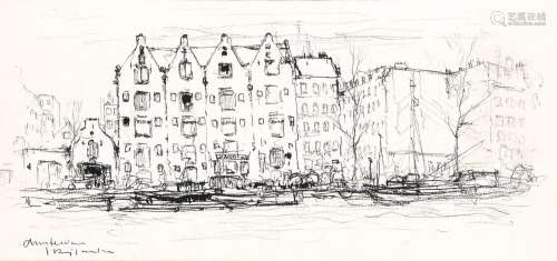Rijlaarsdam, Jan (1911-2007) Drie tekeningen van Amsterdam