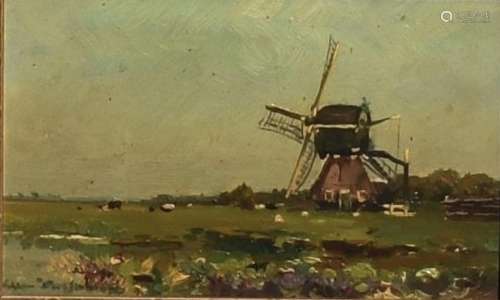 Weissenbruch, Willem (1864-1941) Polderlandschap met molen e...