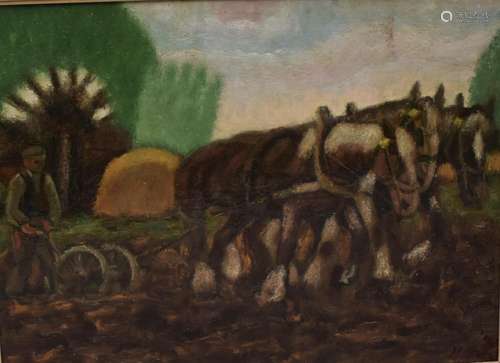 Hardenbol, Pieter (1926-2015) Ploegende paarden met boer 194...