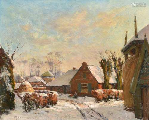 Schulman, David (1881-1966) Spelen in de sneeuw in Blaricum