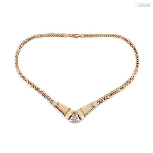 A 18K two-color gold and diamond necklace