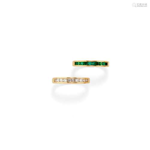 Damiani - A 18K yellow gold, diamond and emerald rings, Dami...