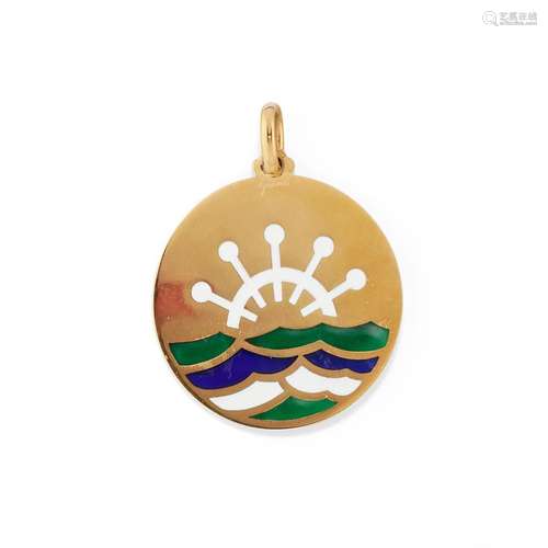 Giò Caroli - A 18K yellow gold and enamel pendant, Giò Carol...