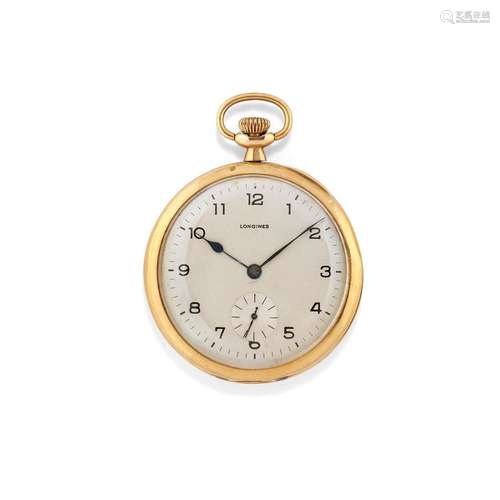 Longines - A 18K yellow gold pocket watch, defects, Longines