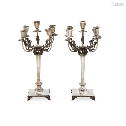 Two silver candelabra
