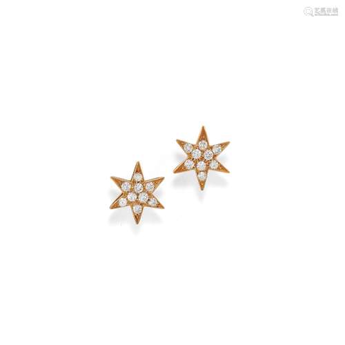 A 18K yellow gold and diamond earrings