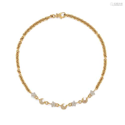 A 18K two color gold and diamond necklace