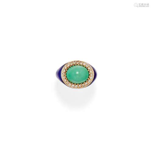 A 18K yellow gold, turquoise and diamond ring