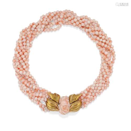 A 18K yellow gold and coral necklace