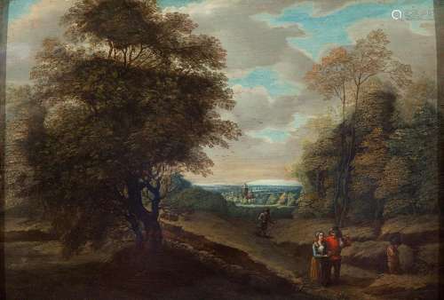Dutch school of the XVII century. "Landscape with figur...