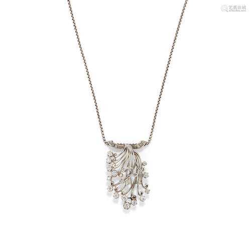 A 18K white gold and diamond necklace