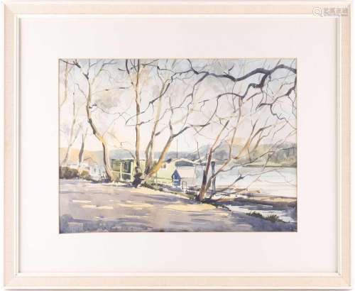 † William Barnes (1916-c.1990), lakeside landscape, watercol...
