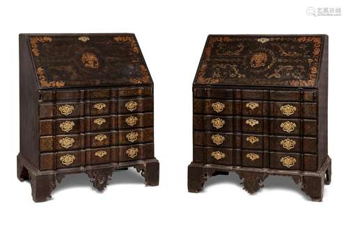 Pair of colonial Bureaus; mid 18th century. Lacquered wood.