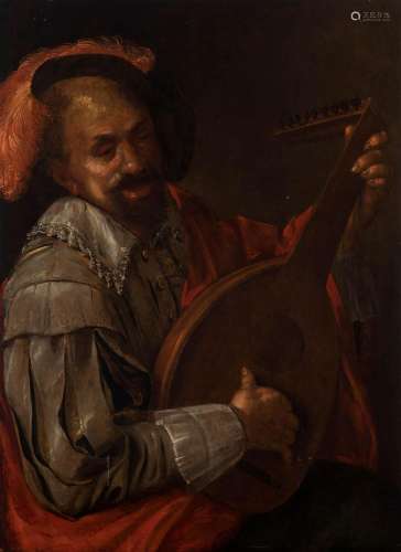 Dutch School, XVII century. "Musician". Oil on pan...