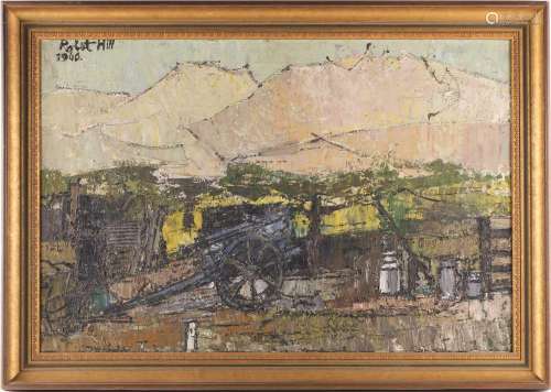 † Robert William Hill (1932-1990), abstract rural landcape, ...
