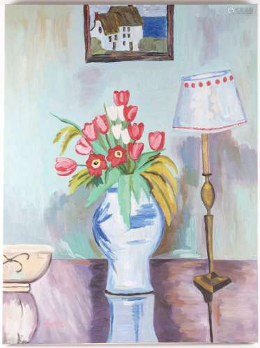 Marinela Marin (contemporary), 'Tulips in a Vase, with ...