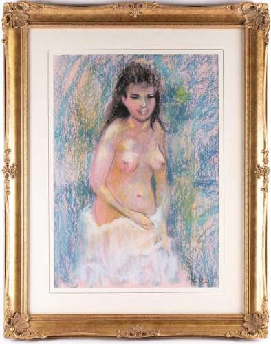 † Tom Keating (1917-1984), pastel portrait of a female nude,...