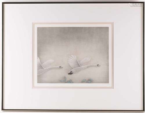 Kyu-Baik Hwang (b.1932), 'Swans', limited edition ...