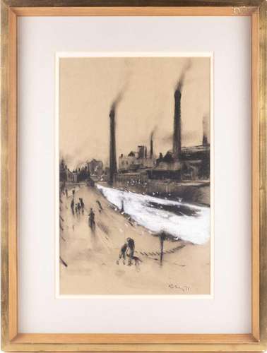 † Harold Riley (b.1934) British, ‘View of the Irwell at Adel...